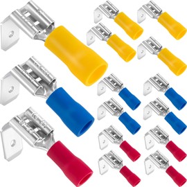 Pndeyo 15pcs Semi-Insulated Piggyback Spade Connectors, 3 Models Female & Male Cable Crimp Terminal, Electrical Spade Connectors for Trucks Ships Industrial Electrical Control- Red & Blue & Yellow