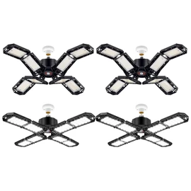 4 Pack LED Garage Light, Super Bright Screw in E26/E27 Ceiling Shop Work Lamp, 200W 20000 Lumen Deformable Basement Bulb Fixture with 8 Adjustable Panels