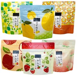 Fruit Tea Set of 6 Types "Japanese Tea with Apple Apple Tea 2g x 5p" Red Cheek Japanese Black Tea 2g x 5p White Peach Japanese Tea 2g x 5p "Mandarin Japanese Tea 2g x 5p" Lemon Japanese Tea 2g x 5p