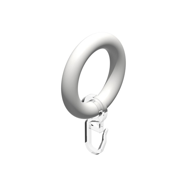 Interdeco Curtain Rings with Folding Hooks/Wooden Rings in White for