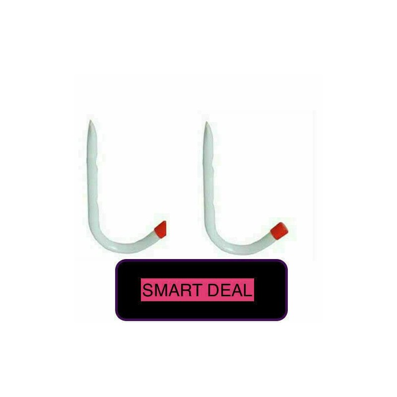 White 2pc (J) Heavy Duty Wall Mounted Brackets Storage Hooks