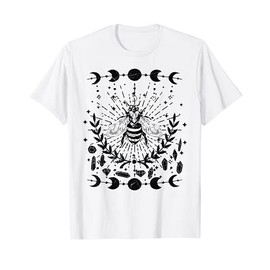 Funny Crystals Gothic Punk Style Honey Bee Moon Phases T-Shirt