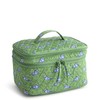 Vera Bradley Premium Cotton Brush Up Cosmetic Case, Green Birds