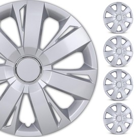 WOLFSTORM 4-Pack 16 Inches Wheel Cover Hubcaps,Special Design Fashion Replacement Hubcaps,Car Truck SUV Wheel Hub Accessories-Silver