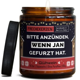 Lustige Duftkerze mit Spruch für Freunde, Geschwister, Papa | Handgemacht aus Sojawachs |Personalisierte Geschenkkerze In Geschenkbox | Valentinstag Geschenk Geburtstag |Glühwein