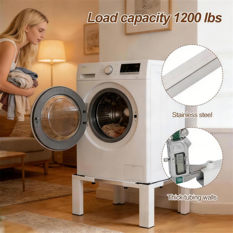 Adjustable Washer Dryer Pedestal, 12” Heavy Duty Stand (1200 lbs),