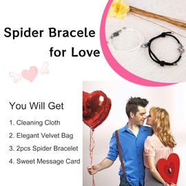 AINILOVE Spider Bracelets for Couples Heart Mutual Attraction Relationship Bracelet Spider Friendship Matching Bracelets for Couples Girlfriend Boyfriend BFF Best Friends