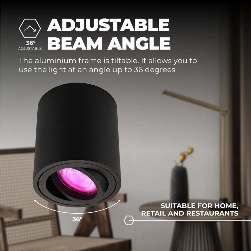 Ledvion - LED surface-mounted spotlights, round, dimmable, 5 W, RGBWW,
