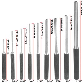 BIGP 9-Piece Roll Pin Punch Set, Punch, Pin Punch Set, Tool for Gunsmiths, Crafts and Repairs with Carry Bag and Hammer, 1/16 Inch-5/16 Inch