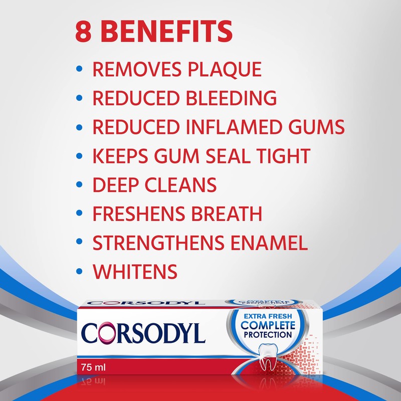 Corsodyl Complete Protection Toothpaste, Extra Fresh, Gum care, Fluoride Toothpaste,