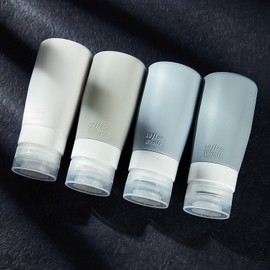 vodvob 4-Pack Silicone Travel Bottle Set, 3.0 Fluid Ounces (89 mL) Each, TSA Approved, Portable and Leak-Proof (Grey 2)