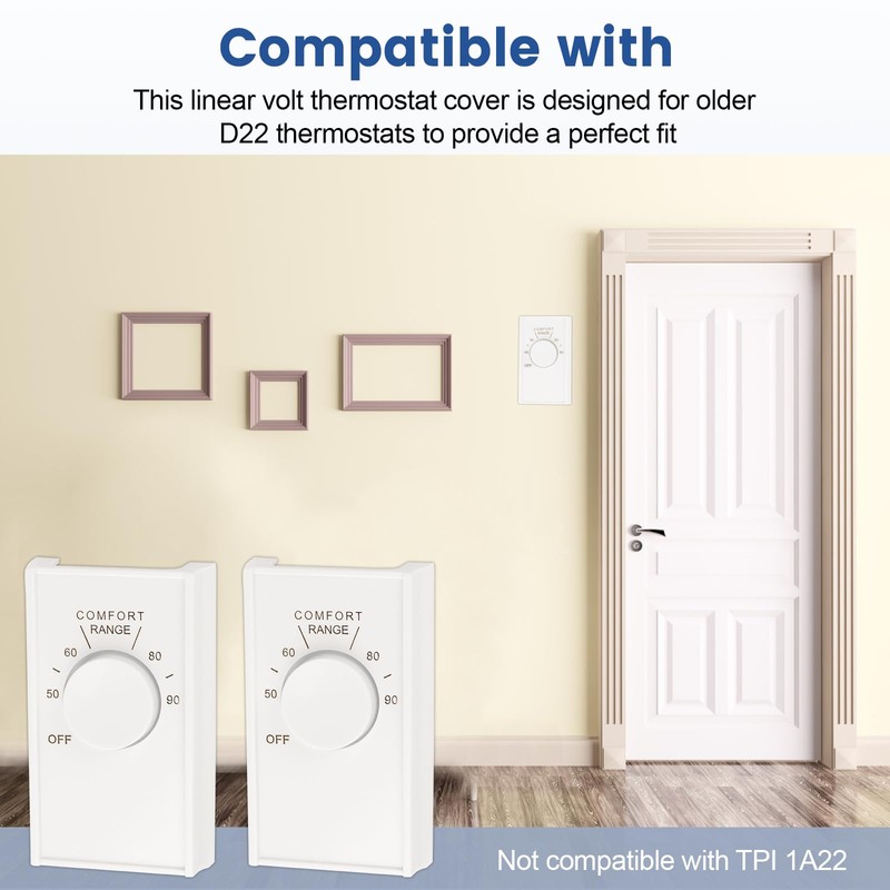 QCG White Double Pole Line Volt Thermostat Cover with Knob,