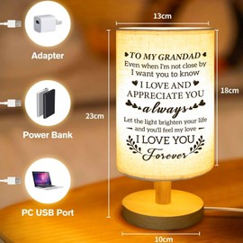 PRSTENLY Grandad Gifts, Grandad Birthday Gifts for Men Table Lamp Gifts Ideas for Grandad Fathers Day, Grandad Gifts from Grandchildren, Retirement for Grandad Present from Granddaughter