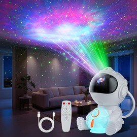 Swoieltr Starry Sky Projector, Astronaut LED Star Projector with 8 Mist Modes, 5 Brightness & Speed, 2 Star Modes & Timing, Remote Control Rocket Night Light for Children, Adults, Party