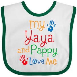 inktastic Yaya and Pappy Love Me Baby Bib White and Green 449ea