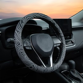 Topography Steering Wheel Cover Auto Steering Wheel Protector, Anti-Slip, Breathable, Absorbing Sweat, Universal Topography Car Accessories 14.5–15 inch,Fit for Most Car, Trucks, SUV
