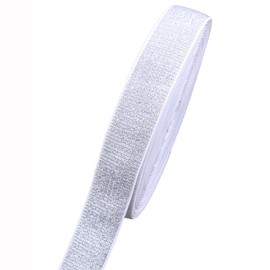Paictheix Elastic Bands Soft Silver Glitter Elastic Ribbon for Sewing Headband and Crafting Trim (10 Yards Length 2.5CM Width, White Silver)