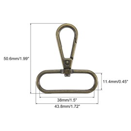 sourcing map 10Pcs Swivel Clasps, 1.5 Inch Oval Ring Lobster Clasp Claw Metal Push Gate Snap Hook for Purse Making Keychain Belt Strap, Brass