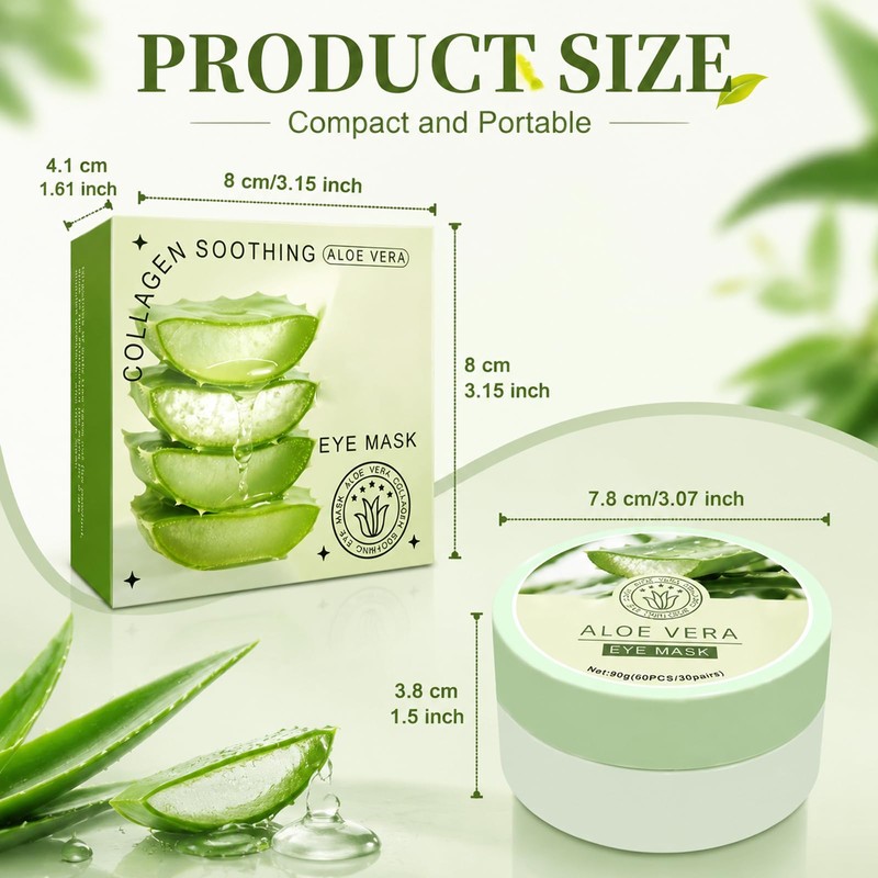 60PCS Under Eye Patches for Dark Circles, Aloe Vera Eye