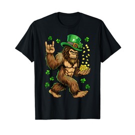 St Patricks Day Bigfoot Sasquatch Shamrock Men Women Kid T-Shirt