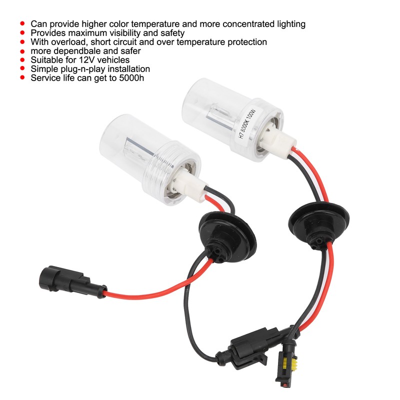2Pcs Auto Headlight Bulb Headlamp Xenon HID 100W 8000K H7