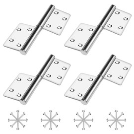 SDTC Tech 4 Pack Flag Door Hinges 4 Inch Stainless Steel Lift Off Hinge Detachable Door Hinge with Screws for Standard Door, Bedroom Door, Exterior Door, Interal Door