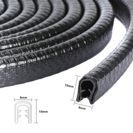 Voarge 5 m Edge Protection Car Door, U-Shape Rubber Edge Protection, Car Rubber Seal, Door Edge Protection, Window Seal, Rubber Profile, Door Edge Protection (5 m, Black)