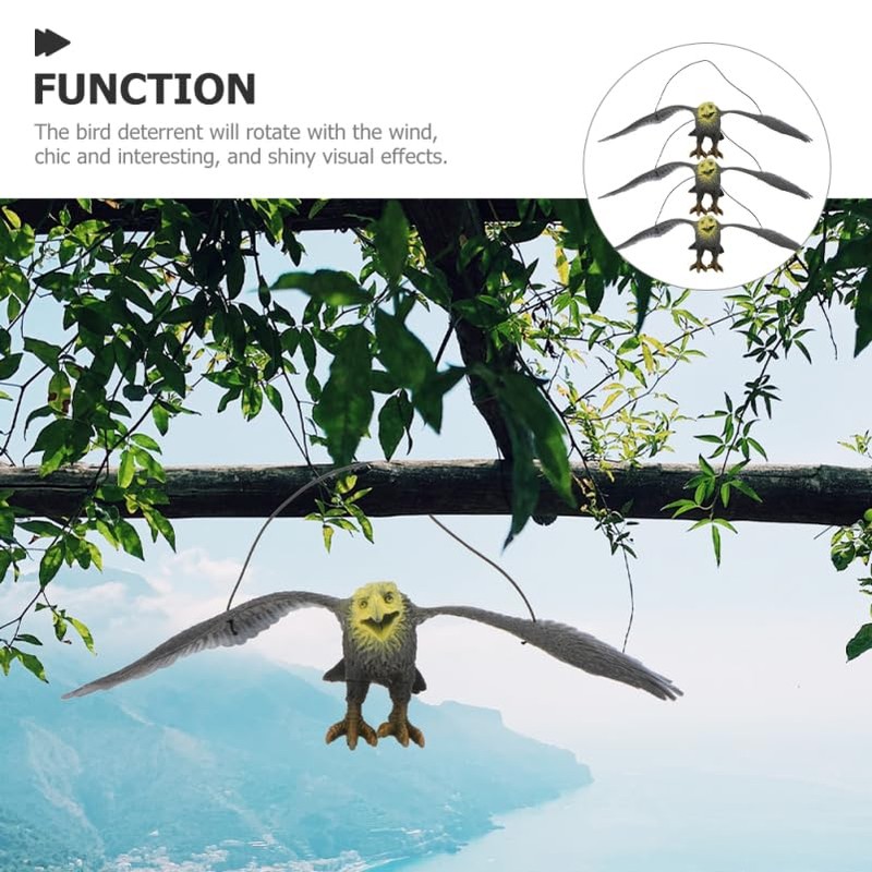 Yardwe 3pcs Realistic Eagle Bird Deterrent Hanging Plastic Eagle Decor