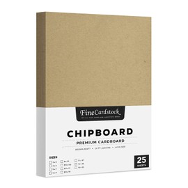 Brown Kraft Chipboard – Medium Weight 30 Point (0.03 inch) Cardboard | Thick and Sturdy, Great for Arts and Crafts, Packaging, Scrapbooking, Notepad Backing | 25 Chipboard Sheets | 8.5" x 14"