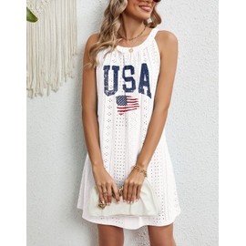 Allifewithu American flag Tank top for Women Lightweight Swimsuit Cover Up Summer Casual Mini Dress (White 1910,Medium)