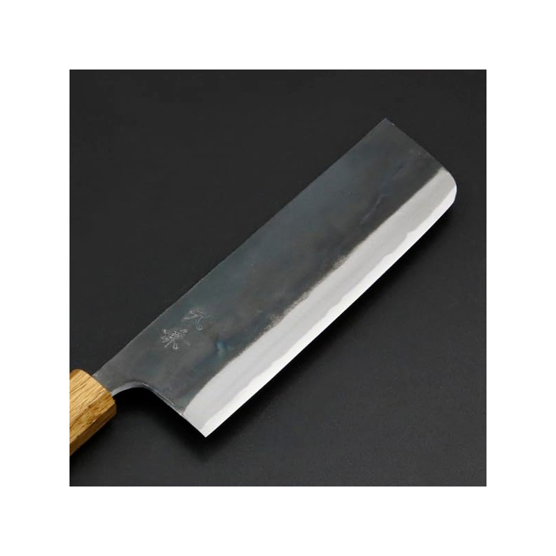 元兼 菜切り包丁 165mm 両刃 青紙スーパー 割込み 黒打ち仕上げ 焼き漆柄 土佐打ち刃物