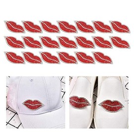 20pcs Red Lips Rhinestone Resin Crystal Hot Diamond Pattern Applique Iron On Patches Clothes Decoration DIY Wedding Dresses Necklace Dresses