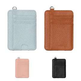 VSLIH RFID Blocking Wallet Women - Minimalist Credit Card Holder for Women - ID Window slim wallets for Women (Blue and Brown)