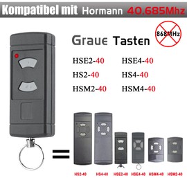 YuliSpy HSE2-40 Garage Door Opener Remote Control Compatible with Hormann 40.685MHz Gray Buttons HSM2-40, HSM4-40, HSE2-40, HSE4-40, HS2-40, HS4-40 Key Fob 1 Pack Mini 2 Buttons
