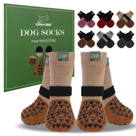 EXPAWLORER Anti Slip Dog Socks to Prevent Licking Paws - Dog Boots & Paw Protectors for Winter, Dog Booties for Hardwood Floors, Dog Shoes for Cold/Hot Pavement, Small Medium Large Senior Dogs