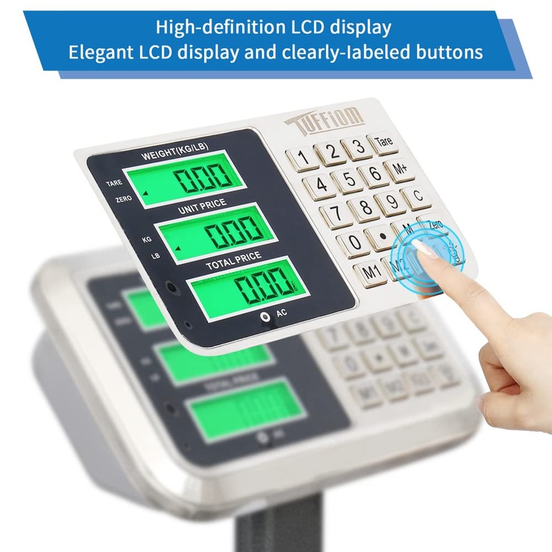 TUFFIOM 661lbs Electronic Industrial Commercial Platform Scale,Stainless Steel High-Definition LCD