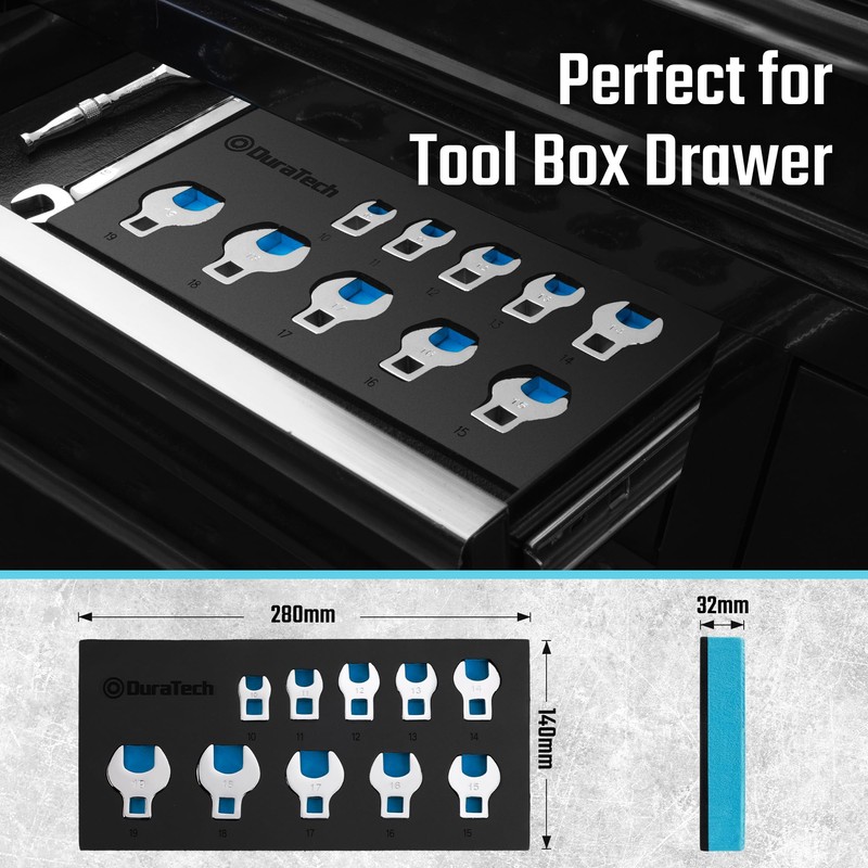 DURATECH 10 Piece 3/8" Drive Crowfoot Spanner Set, Open End