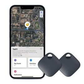 Smarttag Bluetooth Key Finder 2 Pack Suitable for iOS Where is?, Bluetooth Tracker, Global Tracking for Suitcase, Wallet, Pets, Keys, Elderly, Kids - Black