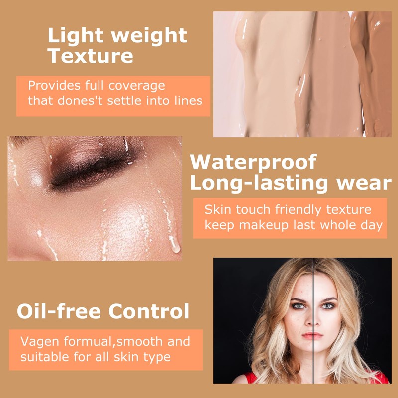 VERONNI Makeup Cover Concealer Makeup Cover Up Waterproof Foundation Amazing
