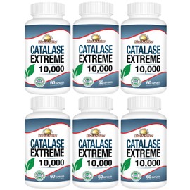 Rise-N-Shine Catalase Extreme Supplement 10,000 with Saw Palmetto, Biotin, Fo-Ti, PABA - Hair Supplements for Strong Hair - 360 Capsules - Pack of 6 (180-day Supply)