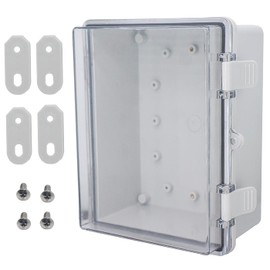 YETLEBOX Waterproof Outdoor Electrical Box Junction Box Weatherproof IP67 ABS Plastic Enclosure Switch Router Project Box Clear Cover with Wall Bracket 8.7"x6.7"x4.3"