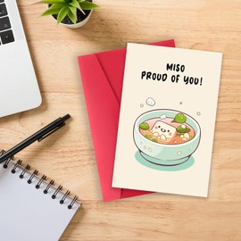 Missonemi Funny Graduation Card, Congratulations Congrats Card, New Job Card, Well Done Card, New Home, Get Well Card - Miso Proud of You!