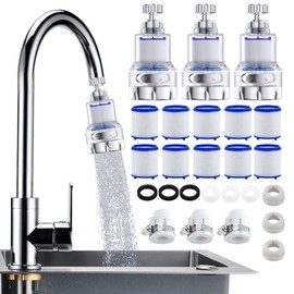 3 Pack Sink Water Filter Faucet, Universal 360 ° Rotating Faucet Filter for Kitchen Sink, 3 Modes Bathroom Faucet Filter Removes Chlorine Fluoride Heavy Metals Hard Water for Home Kitchen & Bathroom