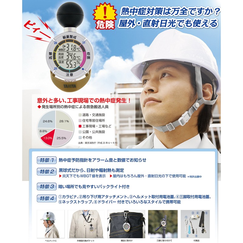Sanko Techno Black Ball Heat Stroke Index Meter Heat Stroke