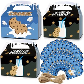 HAPPARTY 24 Set Milk and Cookie Goodie Treat Gift Boxes with Thank You Tags for Birthday Baby Shower Party Favor Decorations Supplies