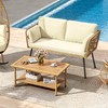 DWVO 2 Pieces Patio Furniture Set, All-Weather Wicker Rattan Loveseat