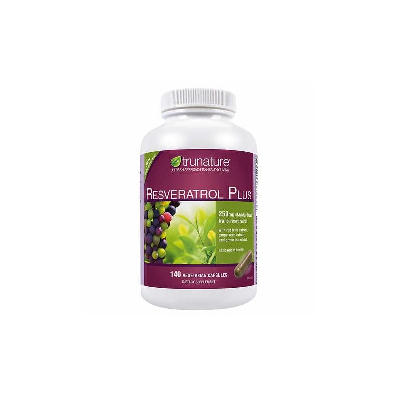 TruNature Resveratrol Plus, 250 Milligram Standardized Trans-Resveratrol 140 Vegetarian Capsules