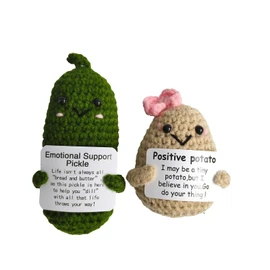 Wikorunwa Emotional Support Pickle & Positive Potato Crochet Funny Gifts for Women, for Home or Office Decorations
