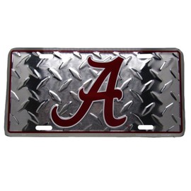 Alabama Crimson Tide "A" Football Diamond Deck 6"x12" Aluminum License Plate Tag