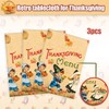 3 PCS Thanksgiving Fall Tablecloth Vintage Autumn Pumpkin Maple Leaves